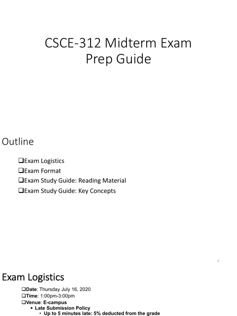 CSCE 312 Midterm Exam Guide | PDF | Logic Gate | Boolean Algebra