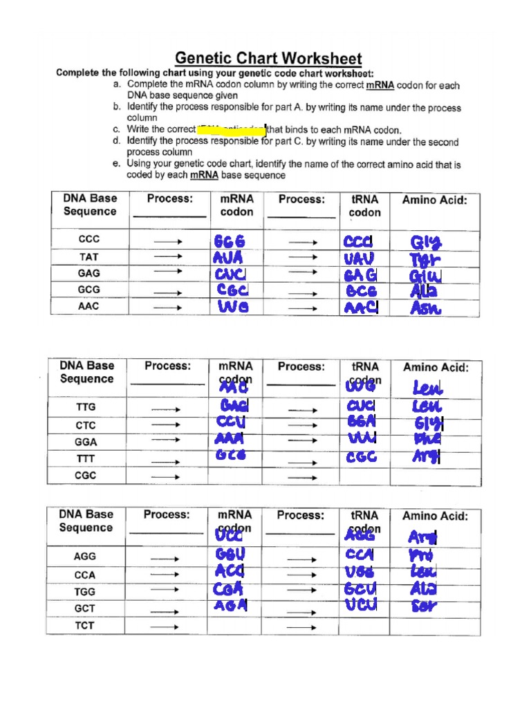 Reading Codon Charts PDF