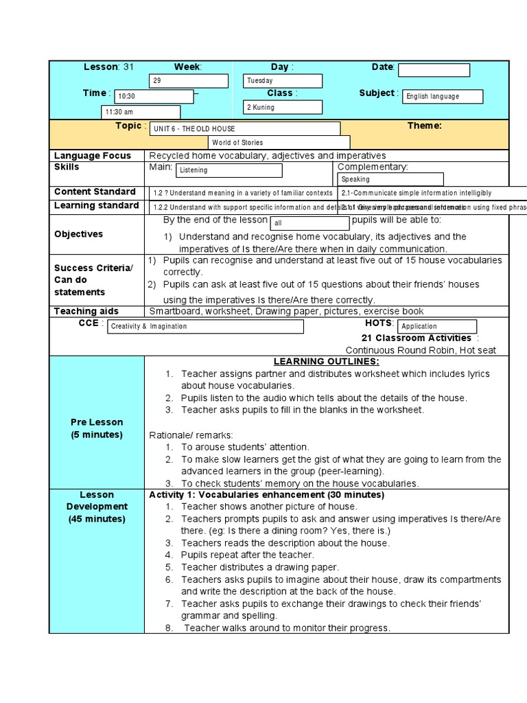 Lesson Plan 26.4.2021 | PDF | Vocabulary | Teachers