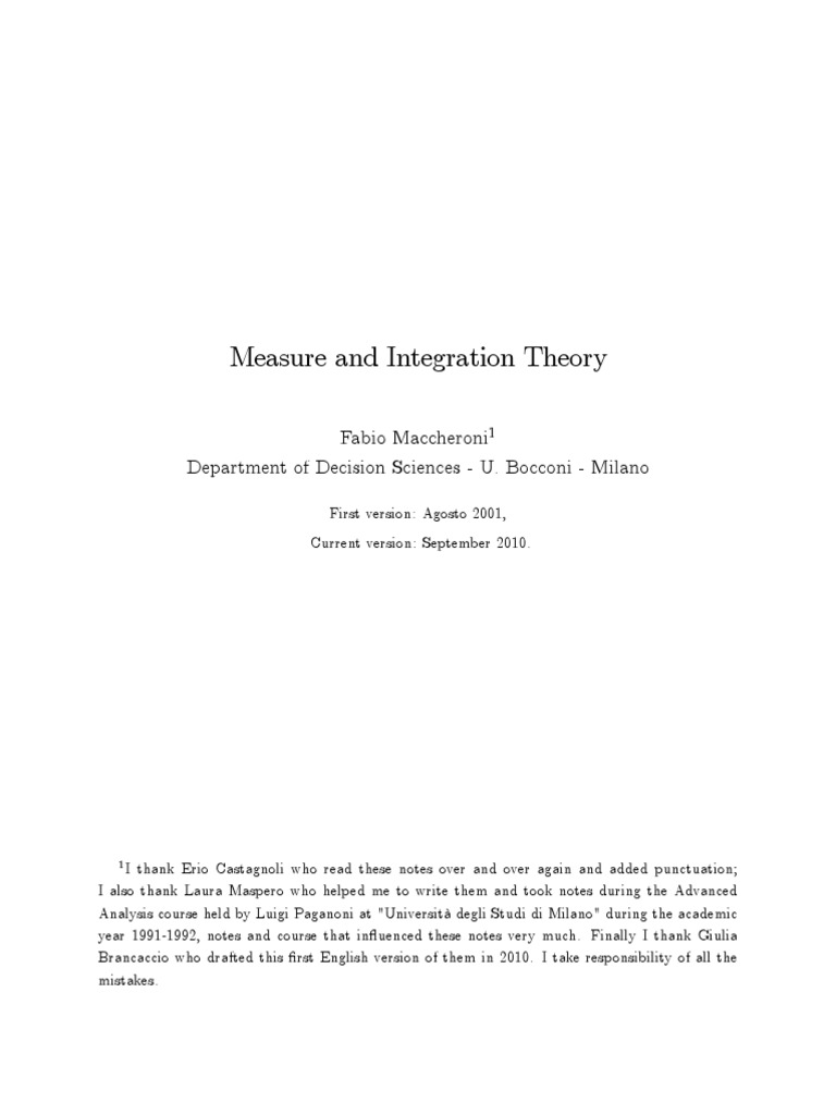 Measure and Integration Theory | Download Free PDF | Measure ...