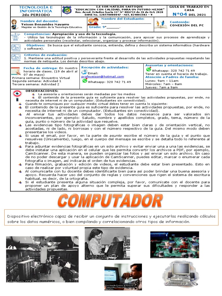 Guía de Tecnología e Informática 9° | PDF | Periférico | Hardware de la ...