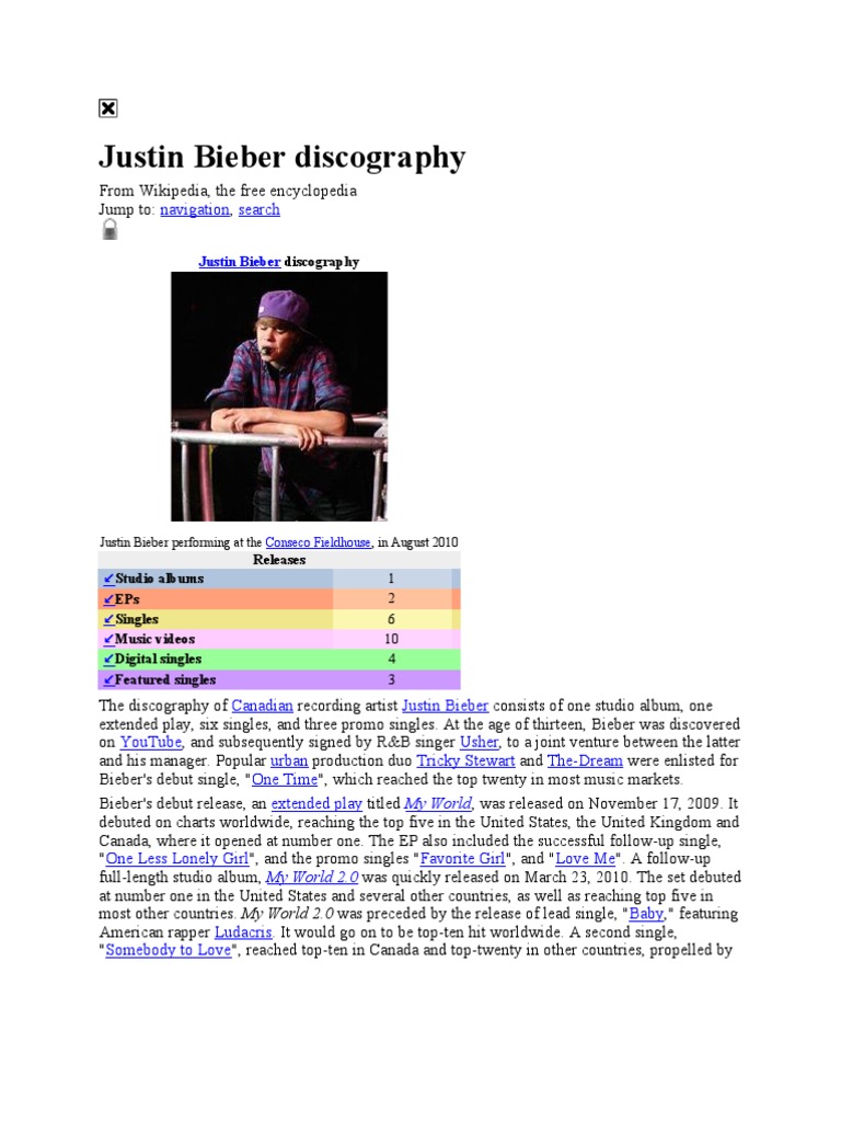 Justin Bieber Discography | PDF | Contemporary R&B | Music Industry
