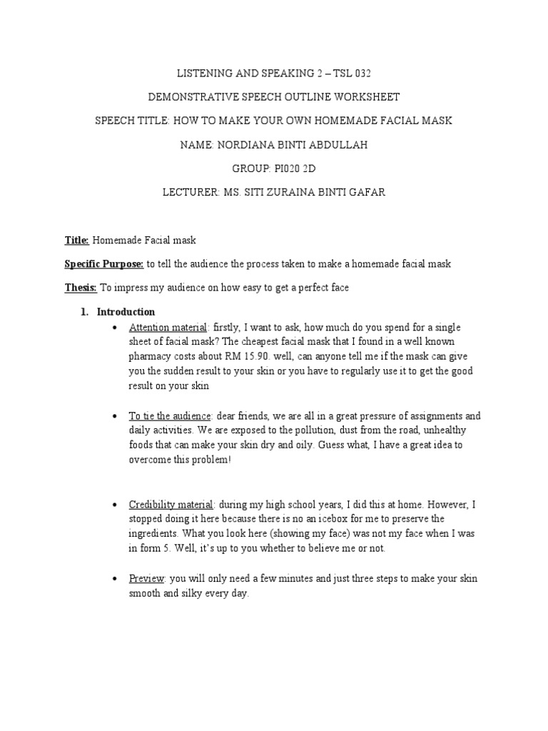 Demonstration speech conclusion examples picture