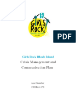 Crisis Management and Communication Plan: Girls Rock Rhode Island
