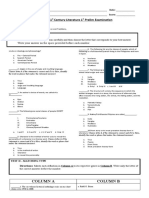 Grade 11 - 21 Century Literature 1 Prelim Examination: Column A Column B