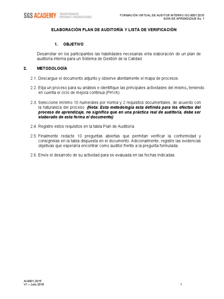 Guía para Plan de Auditoría ISO 9001 | PDF | Auditoría | Contralor