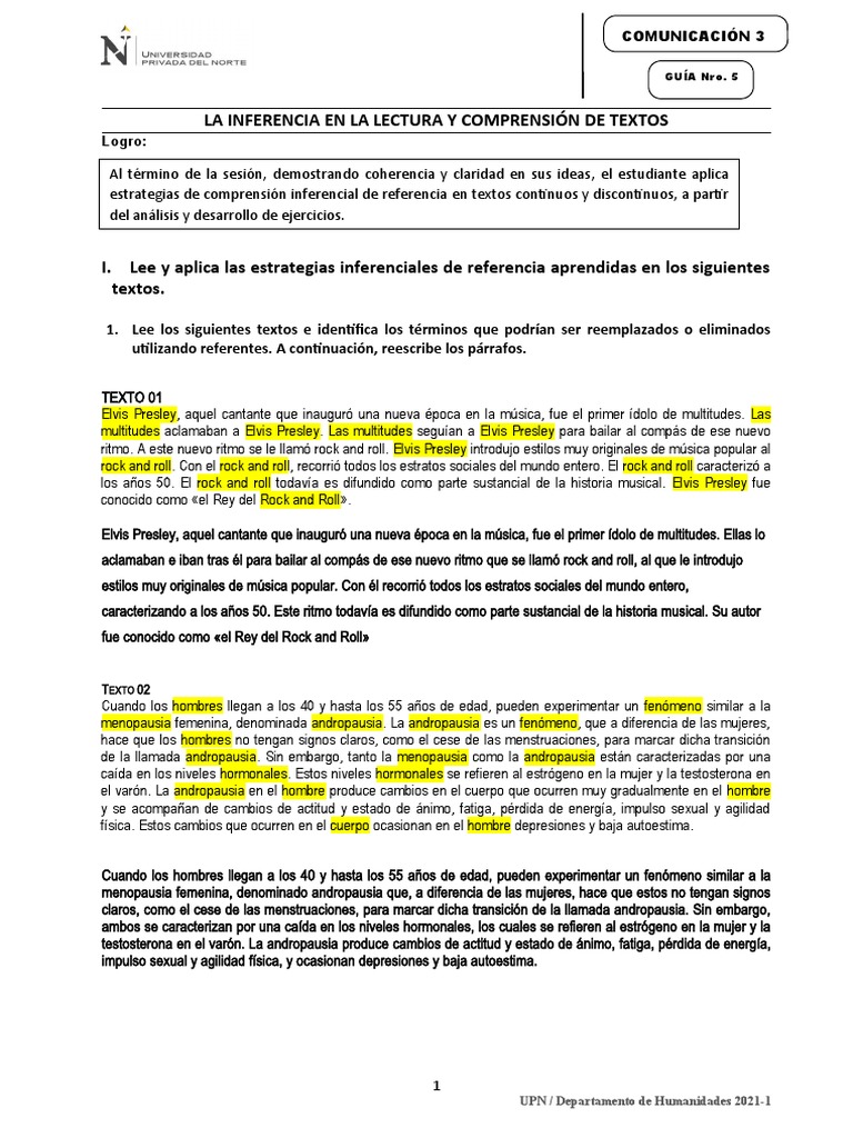 Estrategias de Inferencia en Lectura | PDF | Menopausia | Rock and roll