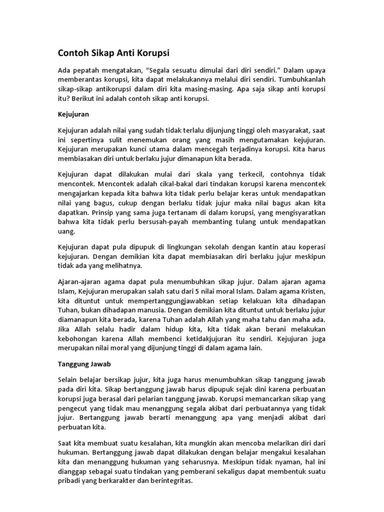 Contoh Perilaku Jujur Kepada Diri Sendiri Yaitu Berbagai