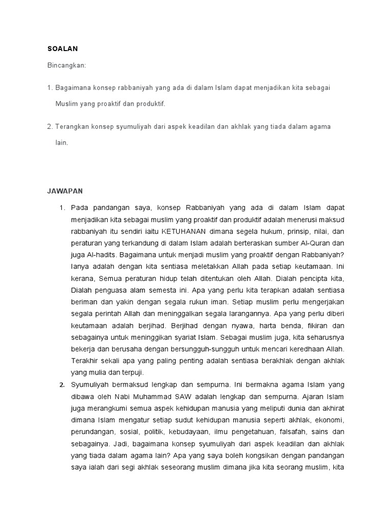 Konsep Rabbaniyah dan Syumuliyah dalam Islam | PDF | Gaya Hidup