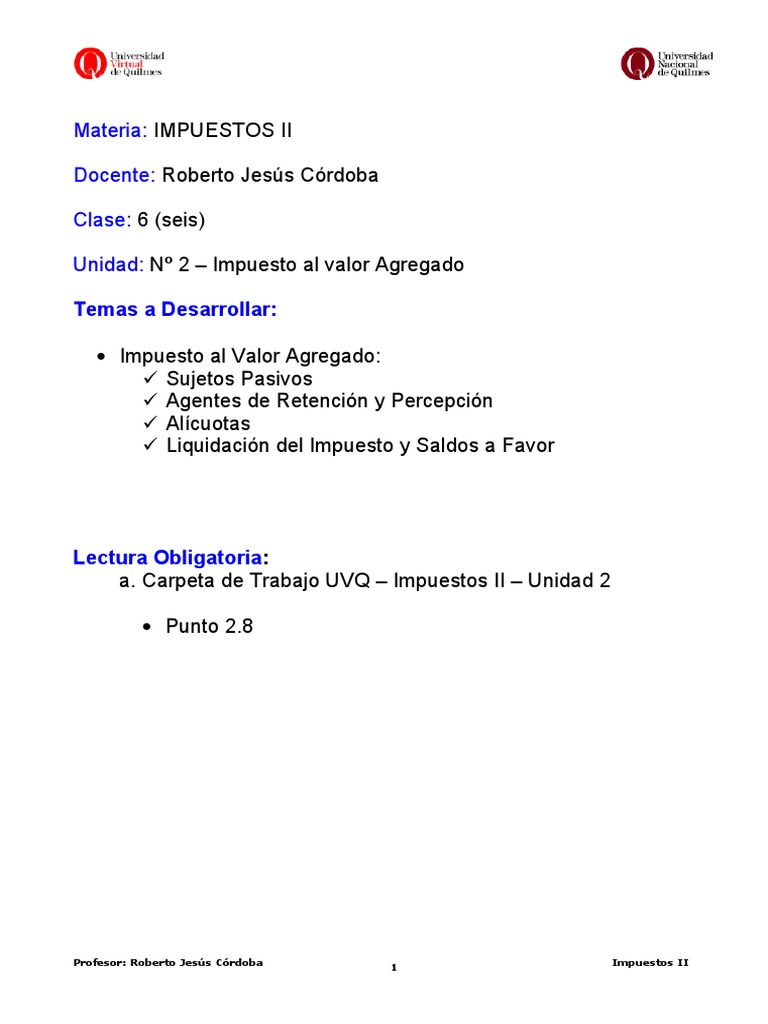 Clase 06 - IVA DeterminaciÃ N | PDF | Impuesto al valor agregado ...