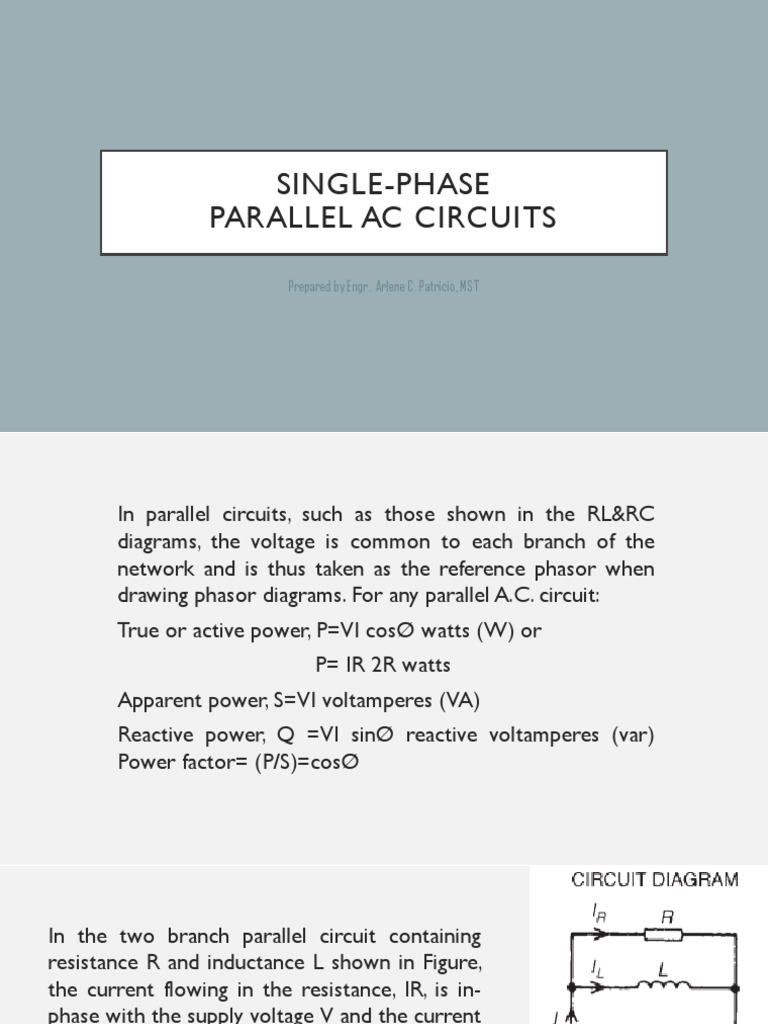 Single-Phase AC Parallel Circuits Guide | PDF | Series And Parallel ...