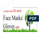 Trash Bin For Used: Face Masks/ Gloves