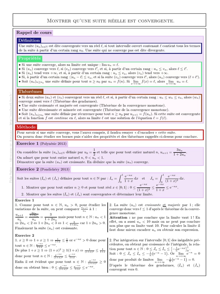 Comment Montrer Qu'une Suite Est Convergente ? PDF Séquence — free download