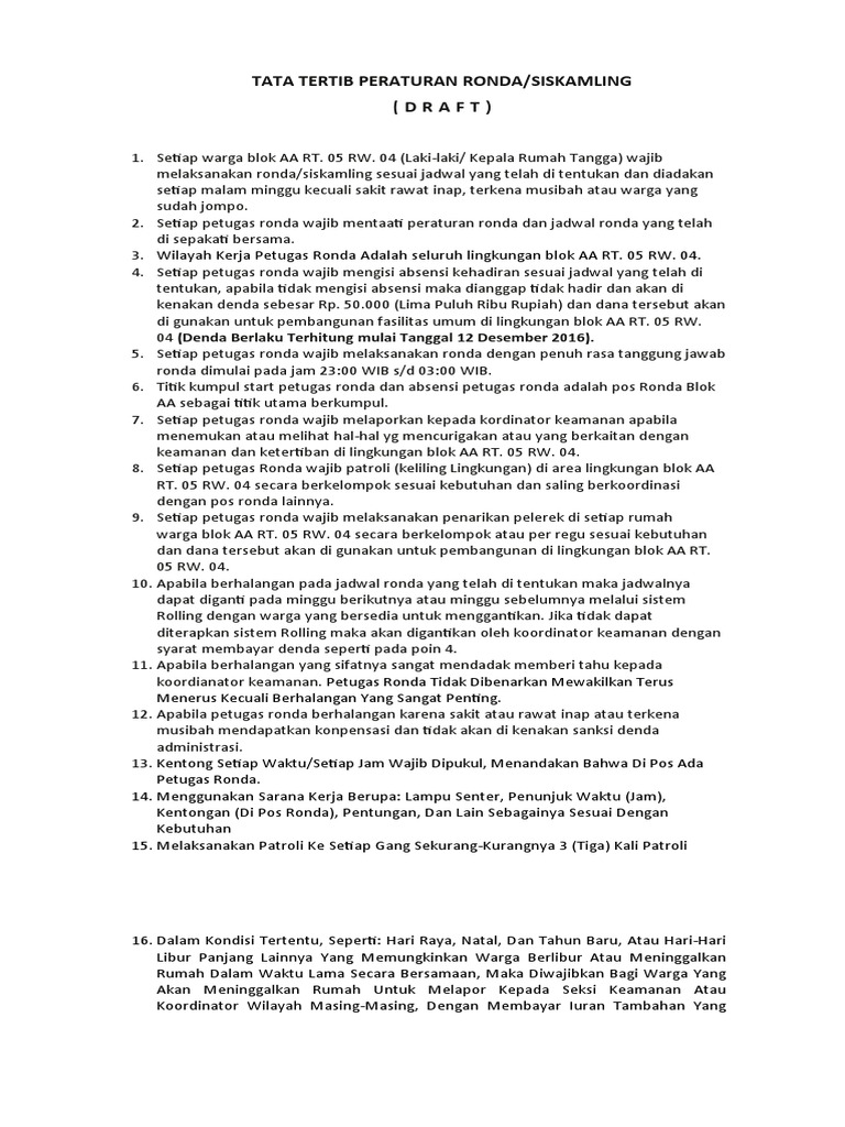 Draft Tata Tertib Ronda | PDF