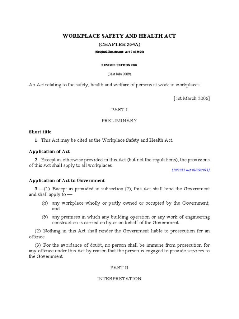 Workplace Safety and Health Act 2006 | PDF | Steam Engine | Engines