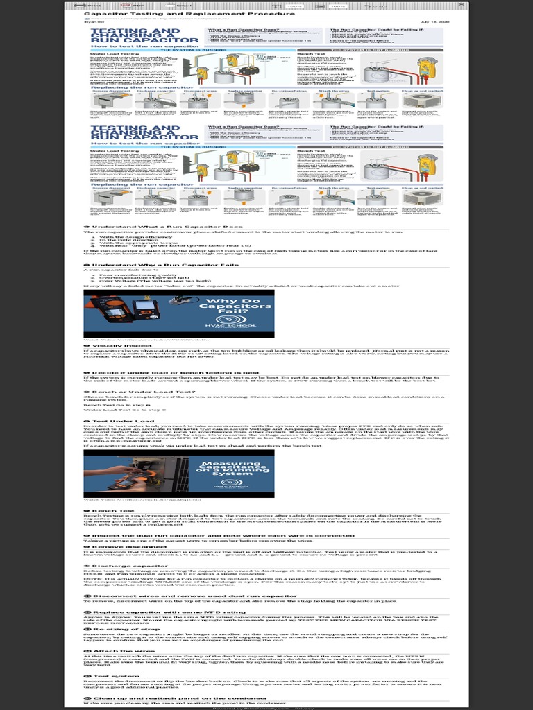 Capacitor Testing and Replacement Guide | PDF | Capacitor | Electric Motor