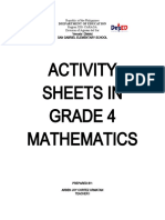 Activity Sheet in Grade 4 Mathematics