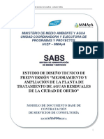 Estudio de Diseño Tecnico de Preinversión “Mejoramiento y Ampliación de La Planta de Tratamiento de Aguas Residuales de La Ciudad de Oruro