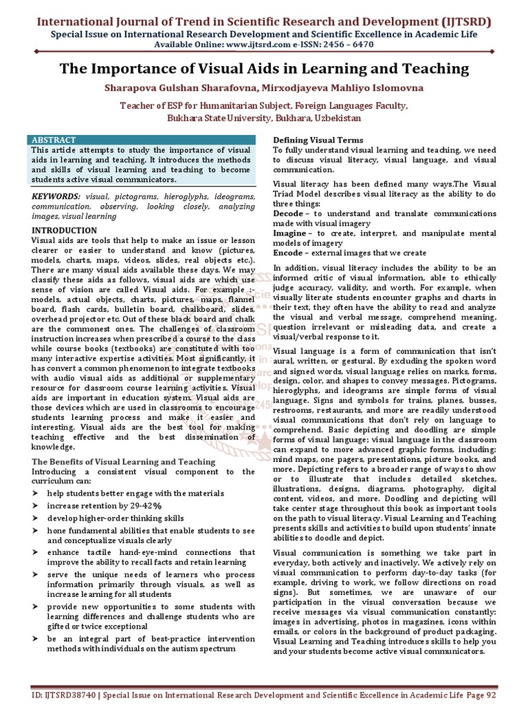 The Importance of Visual Aids in Learning and Teaching | PDF | Literacy ...