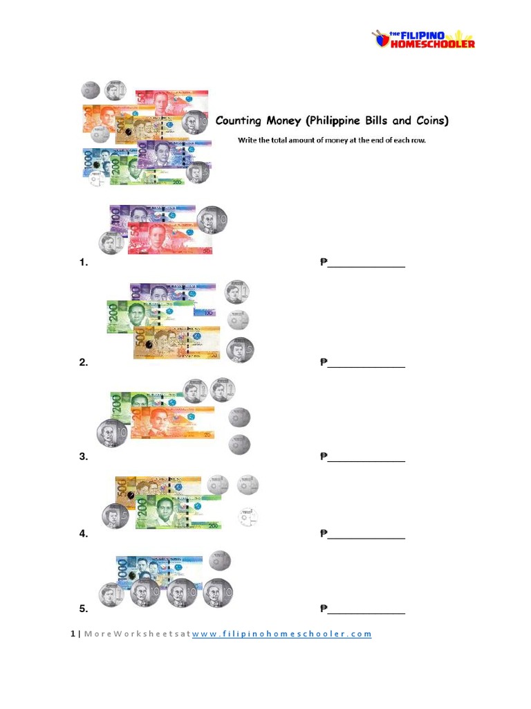 Counting Money (Philippines Bills and Coins) Part 4 Grade 2 PDF