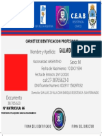 Carnet de identificación profesional peluquero barbero Chaco Argentina