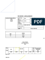 Test Report - Metallography: Customer Name& Address: 3643 FHJ342 25522