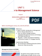 Unit 1: Introduction To Management Science