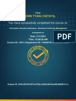 Information Security Awareness - Business Continuity Management - Completion - Certificate