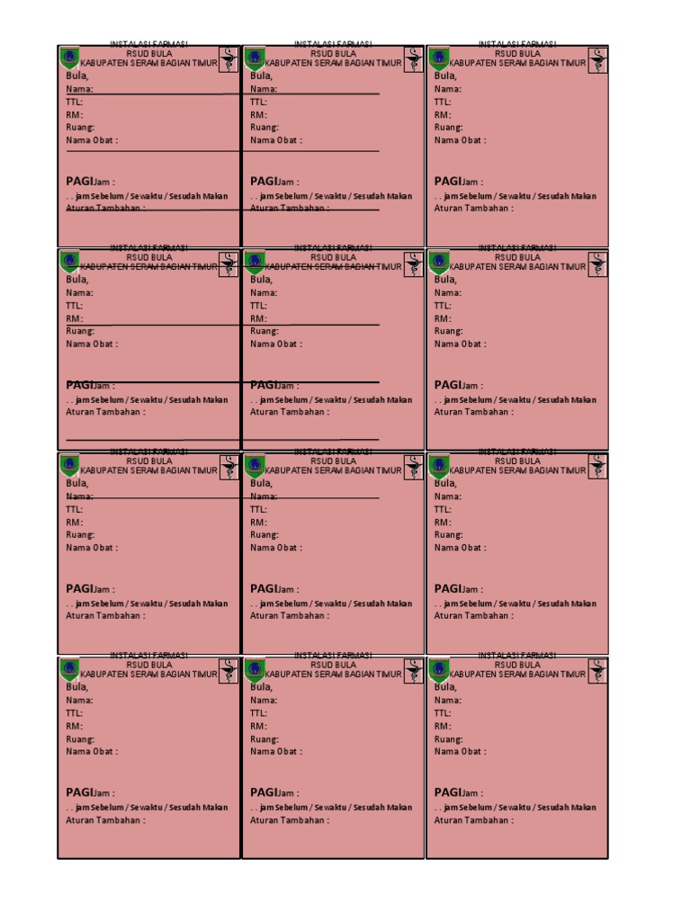 Blanko Etiket Obat Udd | PDF