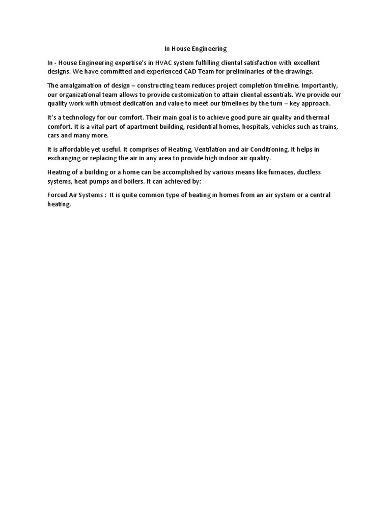 In House Engineering | PDF
