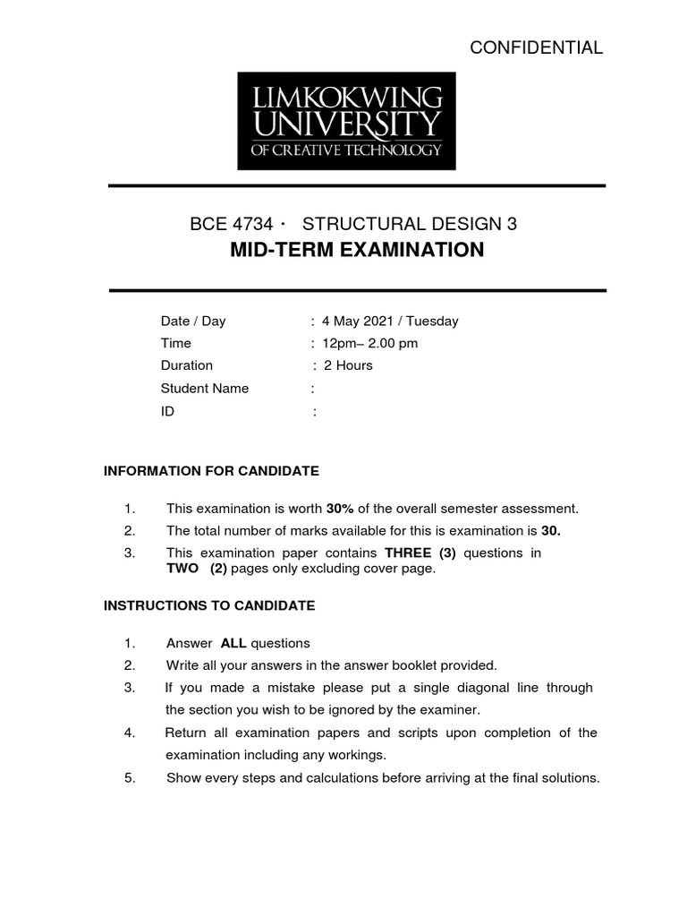 Mid BCE 4734 May 4 | PDF | Prestressed Concrete | Building Engineering