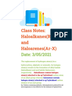 Class Notes: Haloalkanes (R-X) and Haloarenes (Ar-X) : Date: 3/05/2021