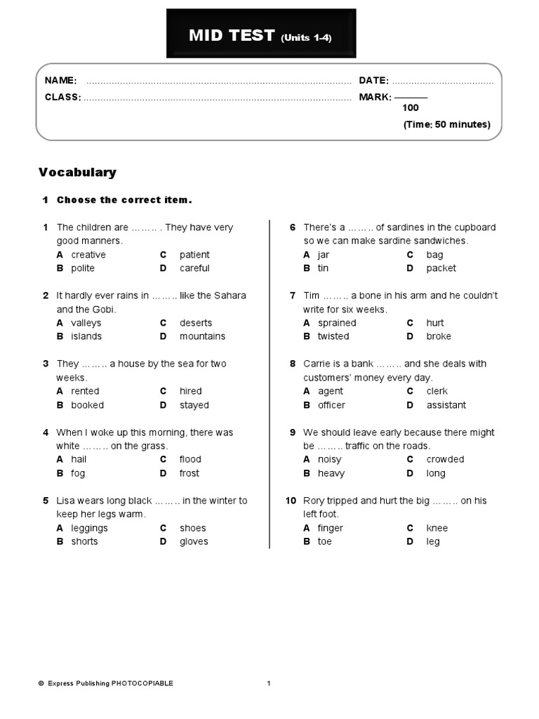 Diagnostic Test Onscreen 2 Test Mid | PDF