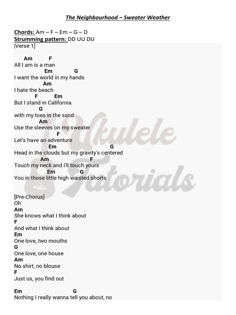 Sweater Weather Chords and Lyrics | PDF | Song Structure | Clothing