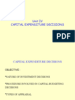 Unit IV Capital Expenditure Decisions