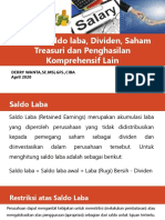 Ekuitas: Saldo Laba, Dividen, Saham Treasuri Dan Penghasilan Komprehensif Lain