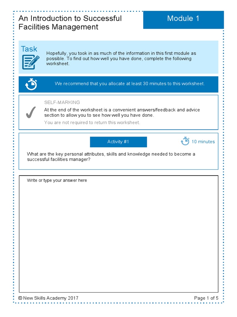 Facilities Management Worksheet Module 1 | PDF | Human Nature | Cognition