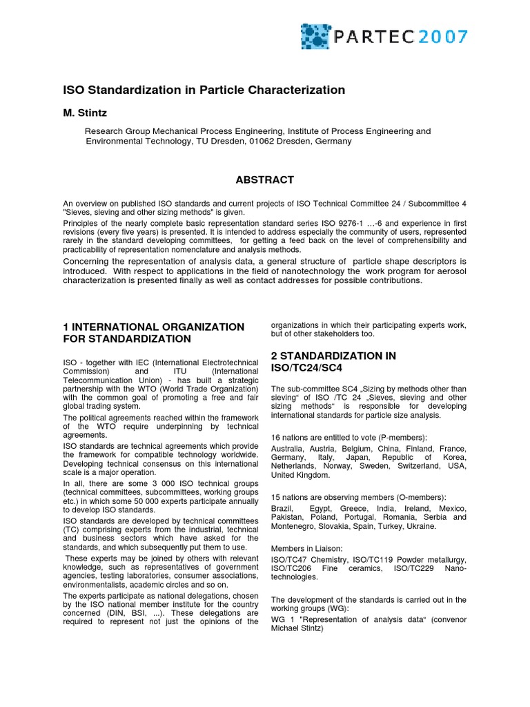 ISO Standards for Particle Characterization | PDF | Particle Size ...