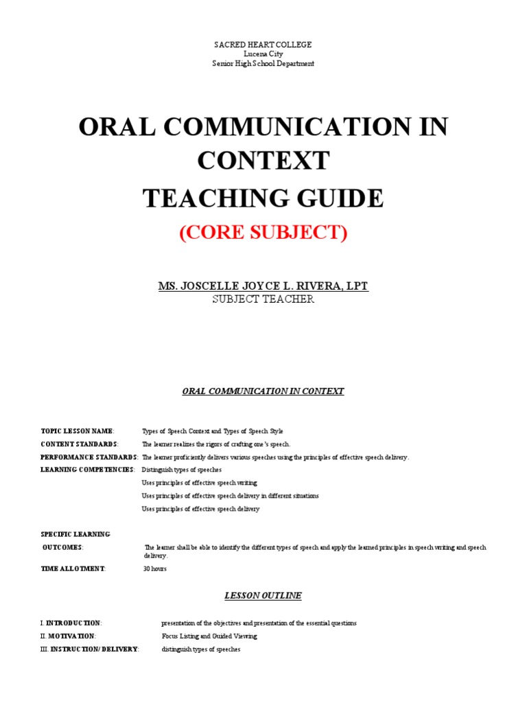 Oral Com DLL PDF Nonverbal Communication Communication