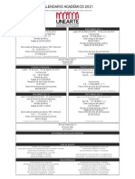 Calendario académico UNEARTE 2021