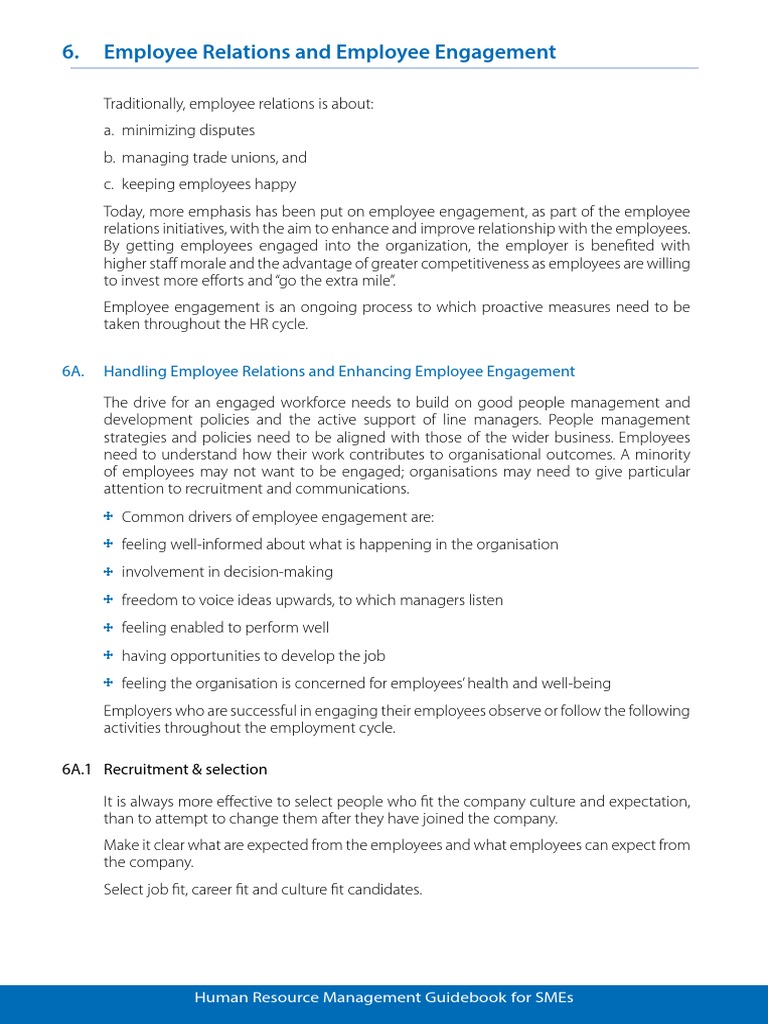 6A. Handling Employee Relations and Enhancing Employee Engagement | PDF ...
