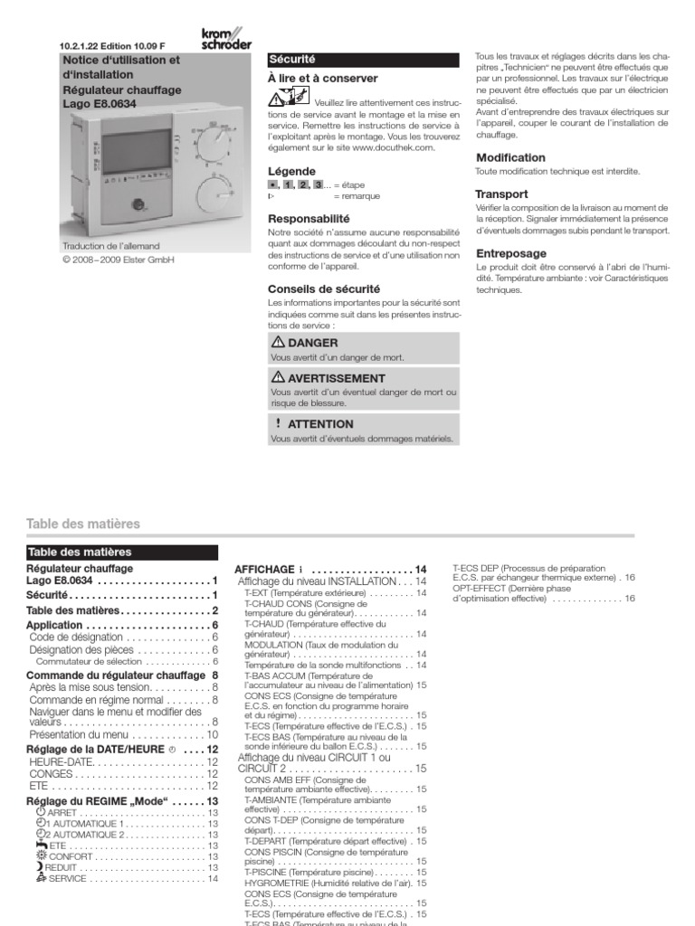 Regulation l634c | PDF | Chaudière | Machine