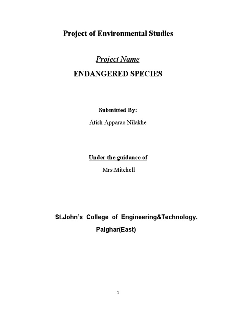 Endangered Species in India Project | PDF | Endangered Species | Nature