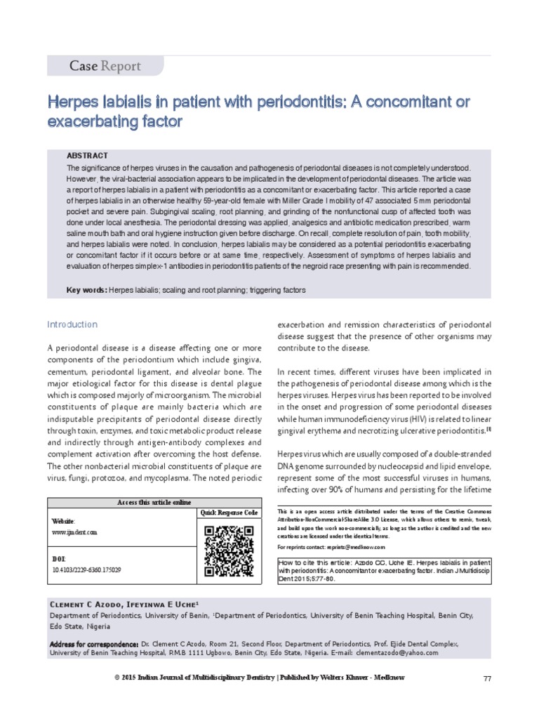 Jurnal Inti PDF Periodontology Herpes Simplex