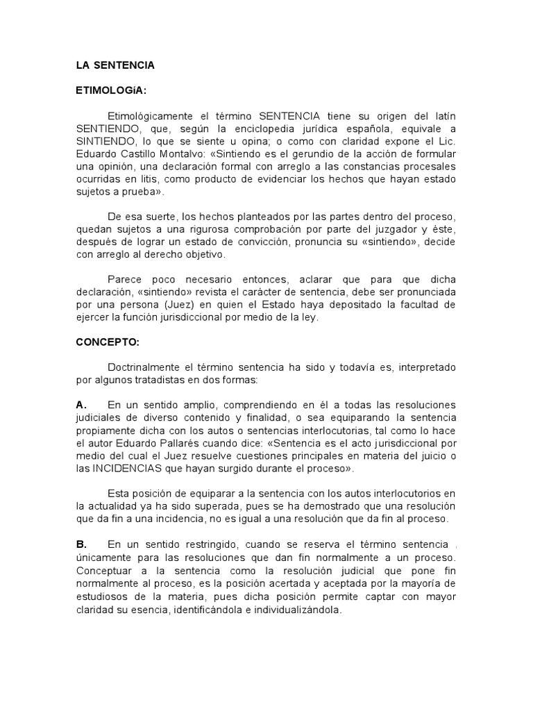 Naturaleza y Concepto de la Sentencia | PDF | Sentencia (ley) | Ley ...
