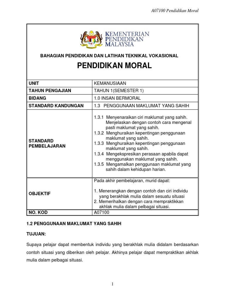 1.3 Penggunaan Maklumat Yang Sahih  PDF