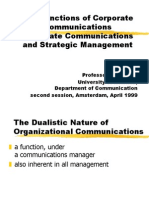 The Functions of Corporate Communications Corporate Communications and Strategic Management