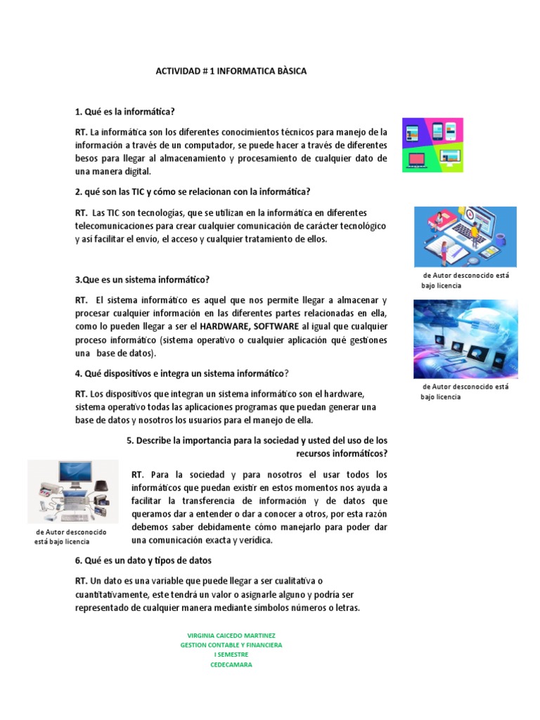 Actividad 1 Informatica Basica | PDF | Hardware de la computadora ...