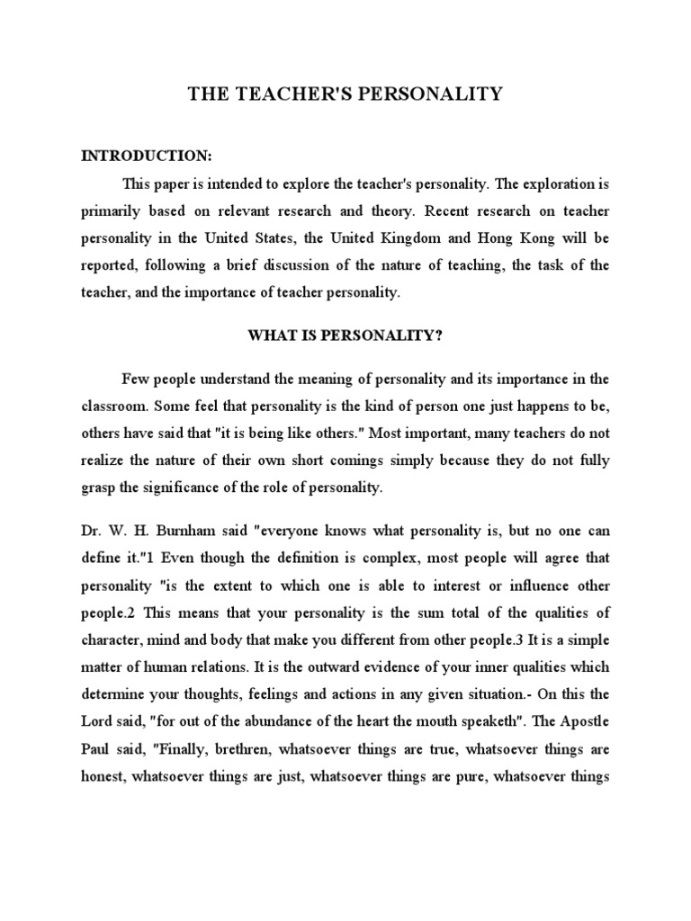 Understanding Teacher Personality Traits | PDF | Career & Growth
