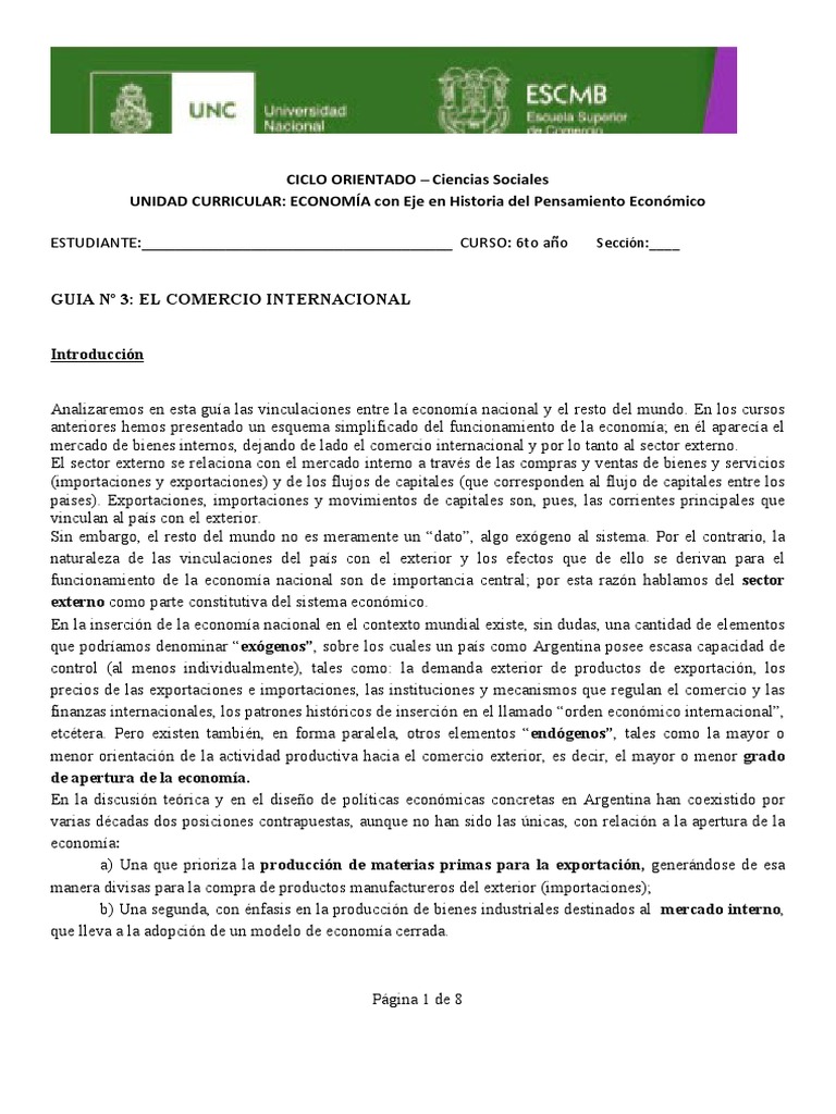 Guia 3 El Comercio Internacional | PDF | Ventaja comparativa | Arancel